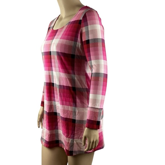 Soma Embraceable Pink Plaid Long Sleeve Sleep Shirt L - Picture 4 of 7